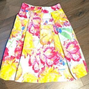 Eliza J midi high waisted full watercolor skirt 6